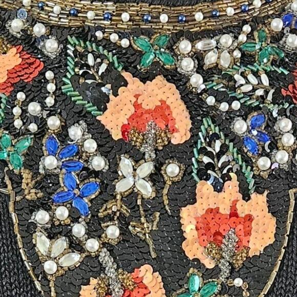Vintage 80s Sequin Embellished Neckline Sweater Size Small - Picture 4 of 6